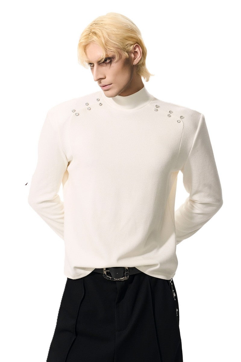 Padded Mock Neck Long Sleeve Tee
