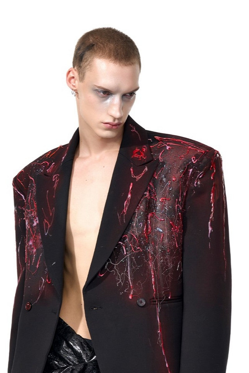 Drip Wax Irregular Hem Blazer