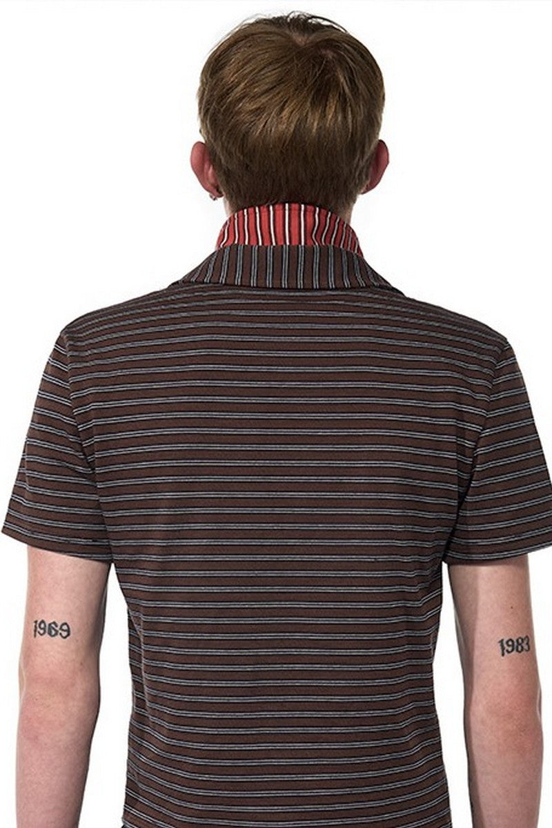 Striped Zip Layered Polo Tee