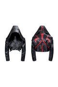 Bat Hood Panel PU Leather Jacket