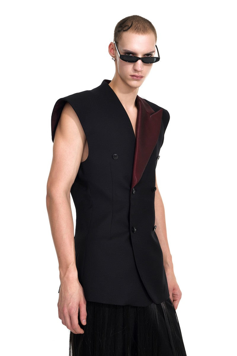 Double Breasted Fitted Suit Vest