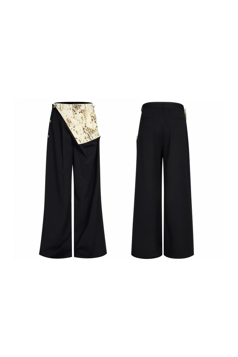 Leopard Panel Layered Look Trousers