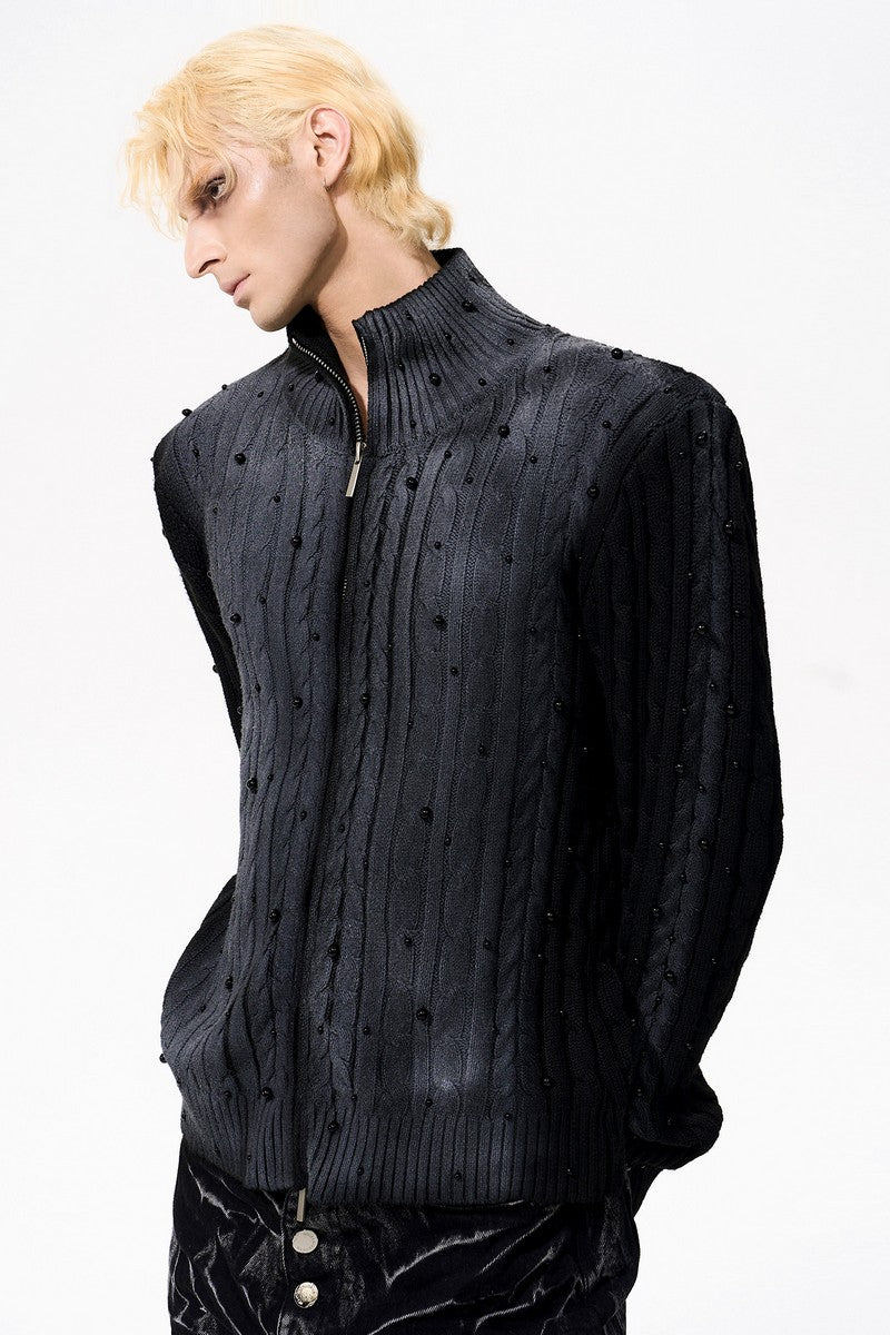 Fitted Gradient Cable Knit Cardigan