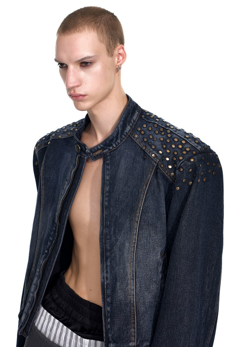 Studded Washed Denim Jacket