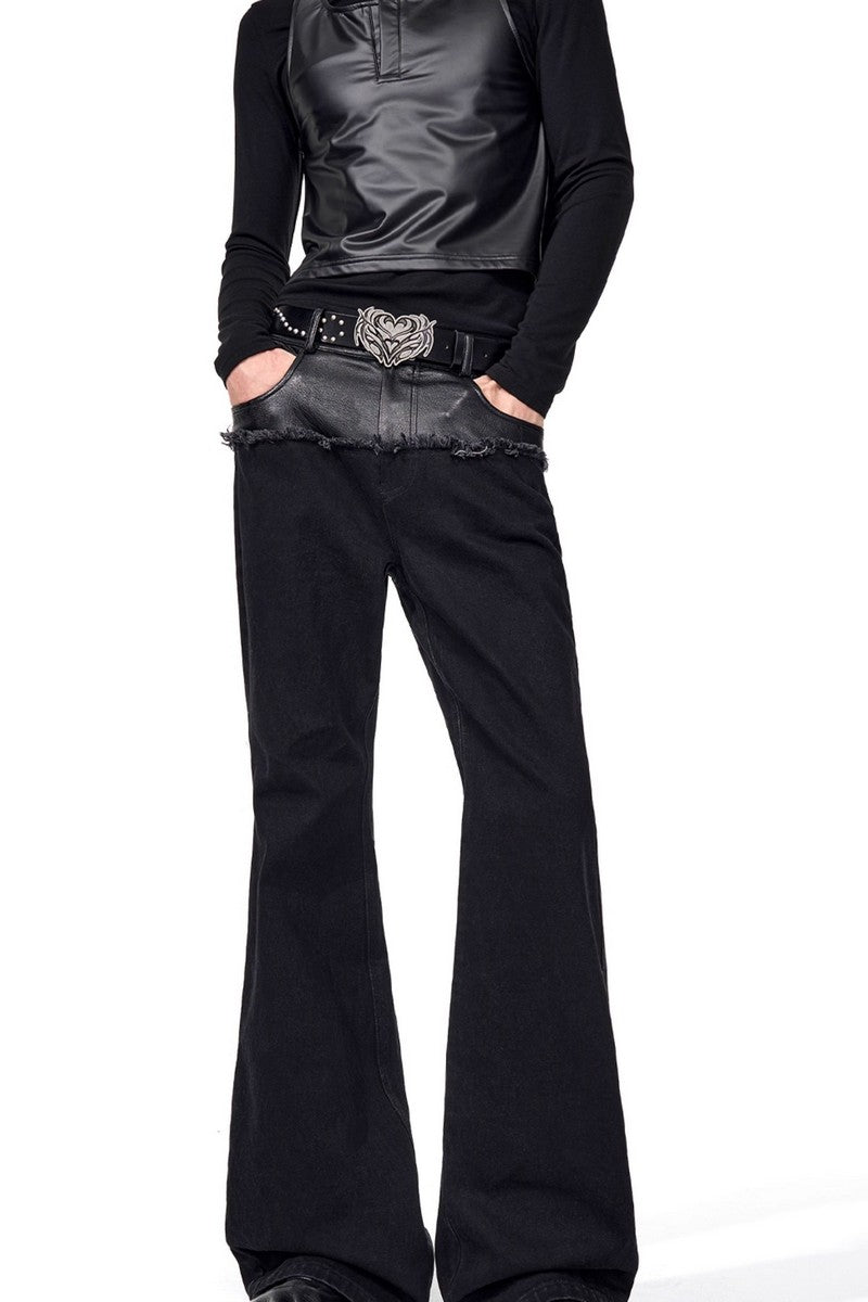Black Flared Patchwork Jeans