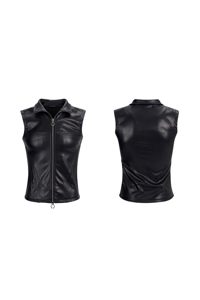 Fitted PU Biker Vest