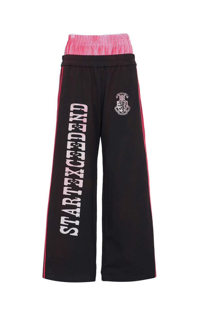 Distressed Striped Double Waist Trackpants