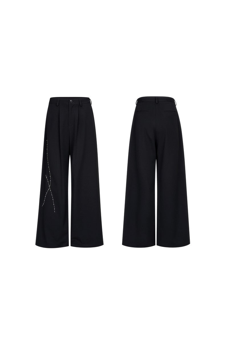 Rhinestone Panel Black Dress Pants