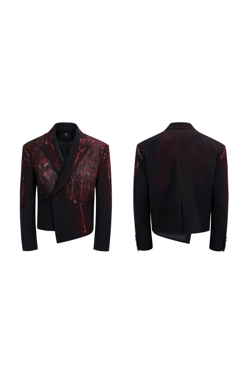Drip Wax Irregular Hem Blazer
