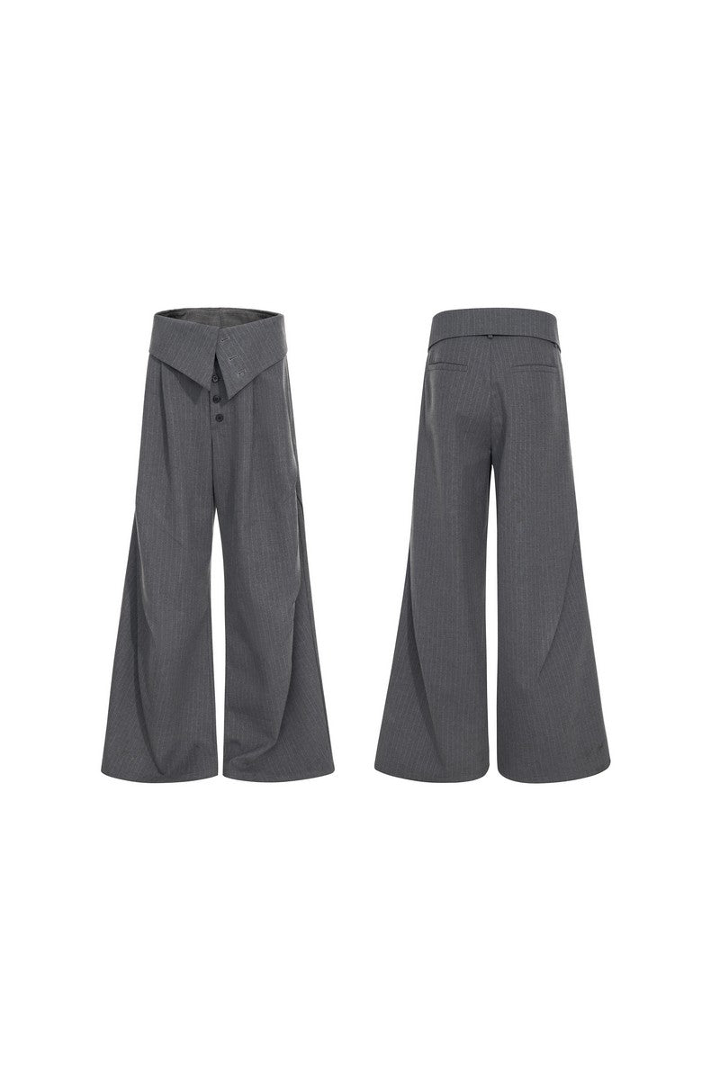 Foldable Waist Pinstripe Suit Pants