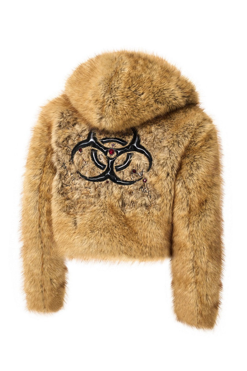 Faux Mink Hooded Fur Jacket