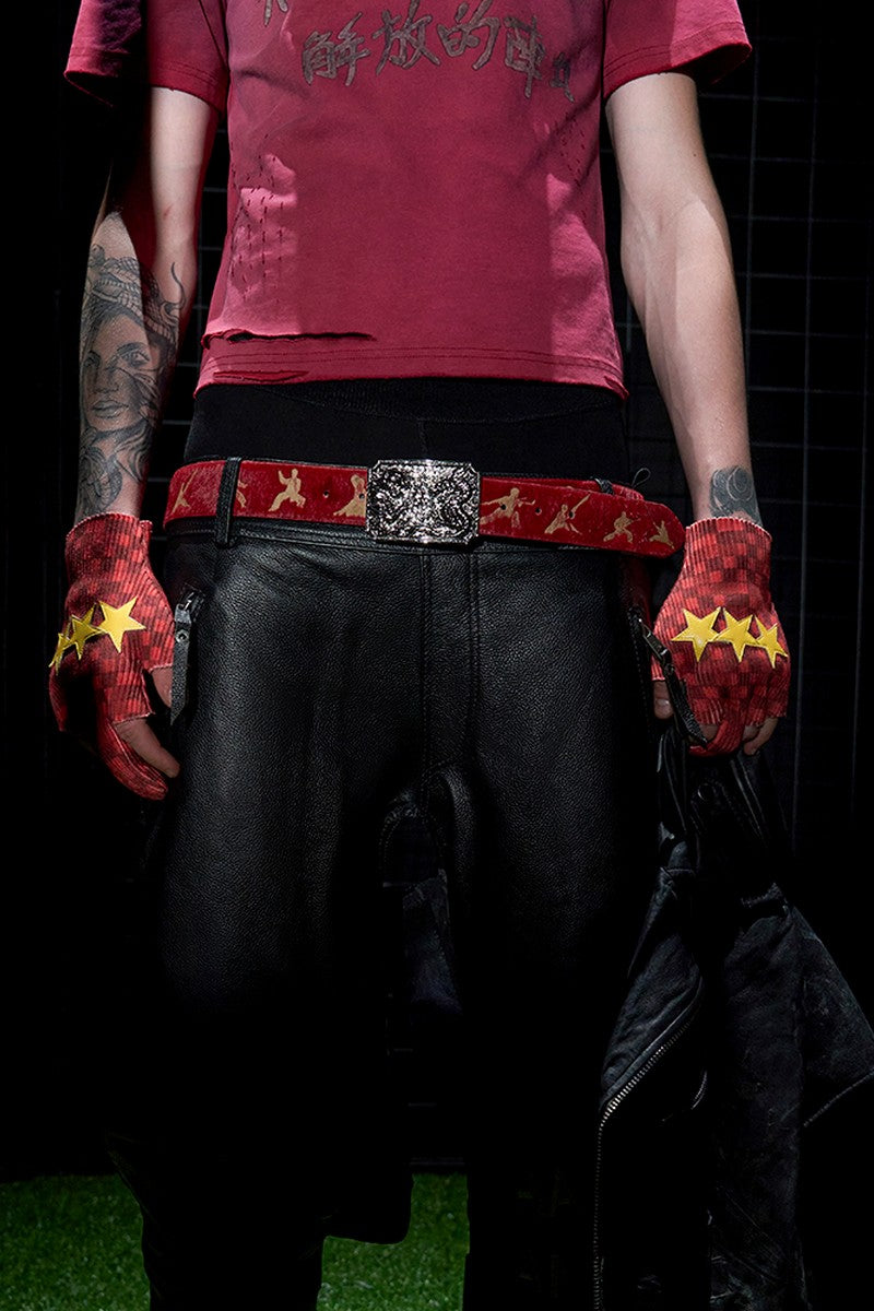 Star Checkered Fingerless Gloves