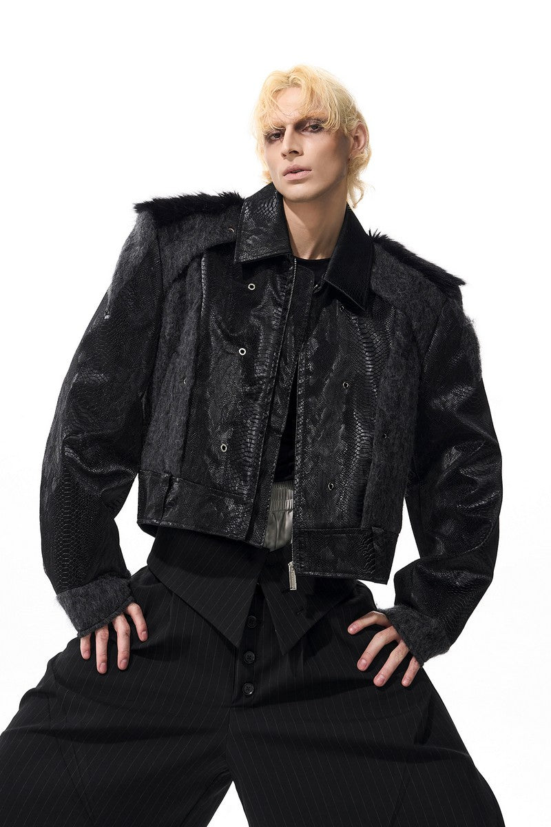 Snakeskin Faux Fur Jacket