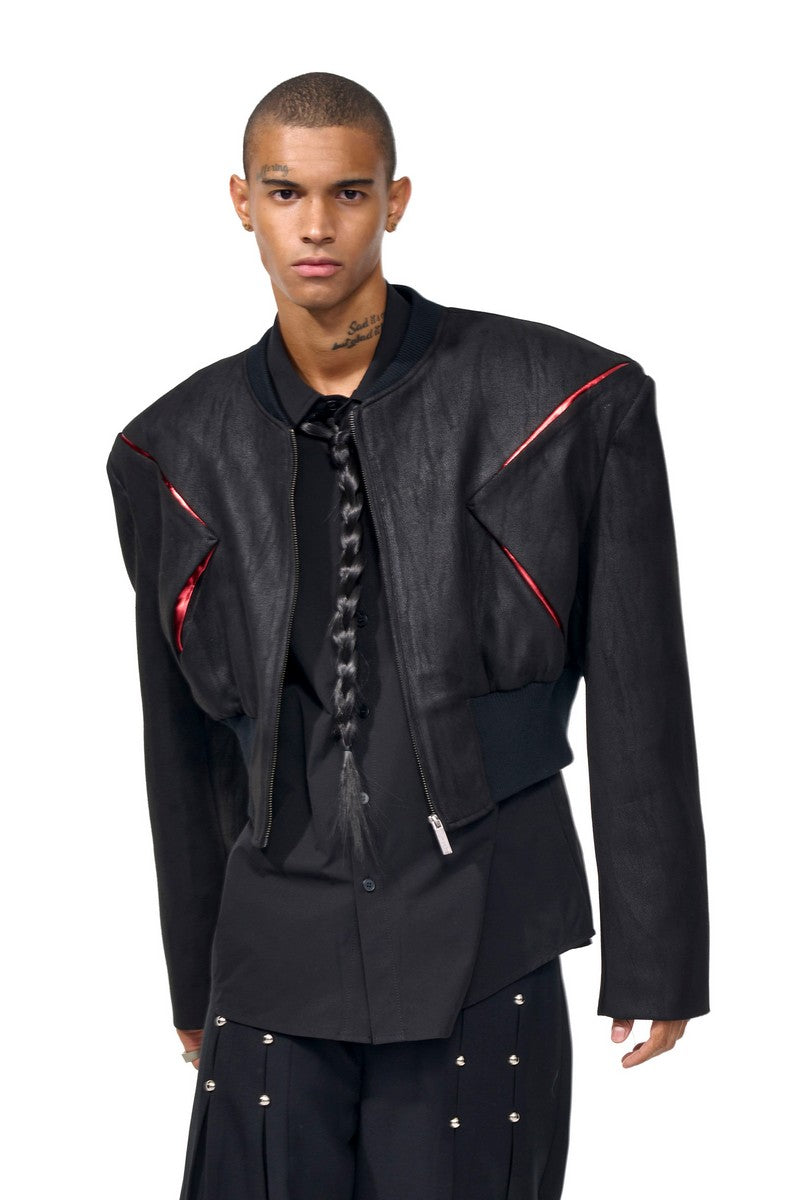 Cropped Suede Deconstructed Jacket