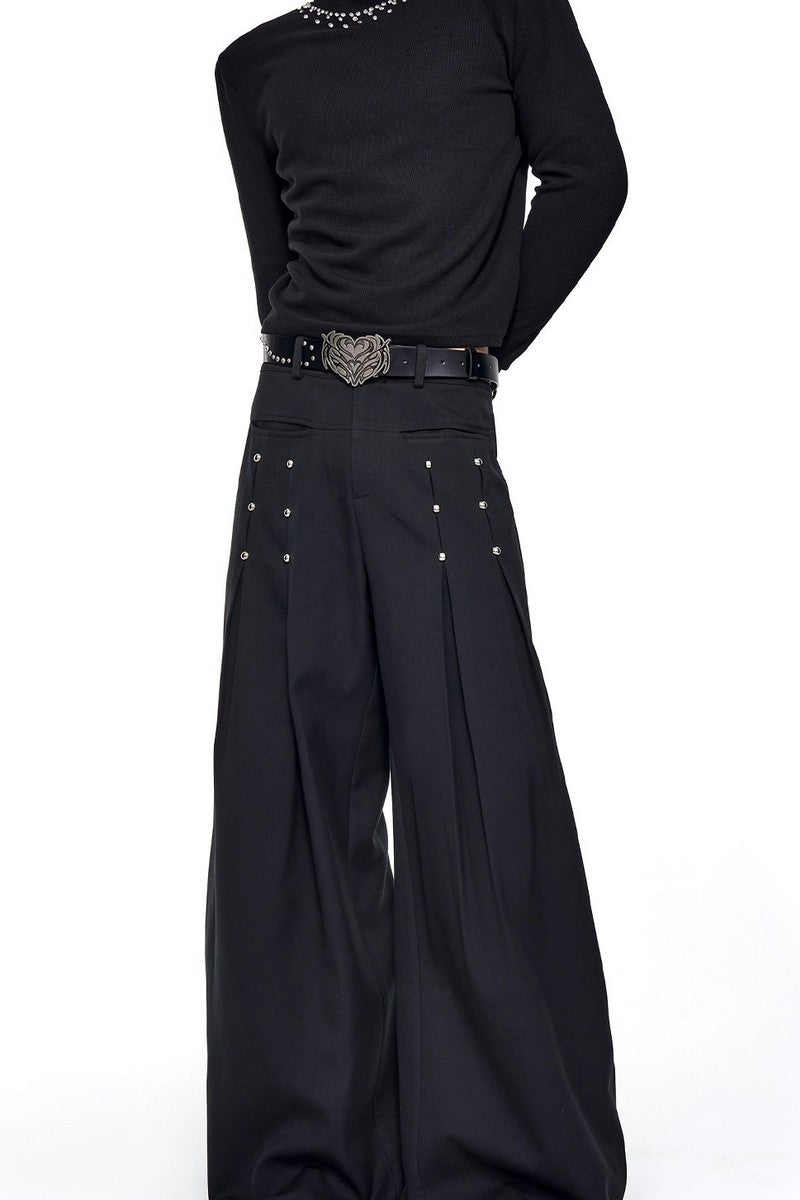 Draped Wide Leg Trousers