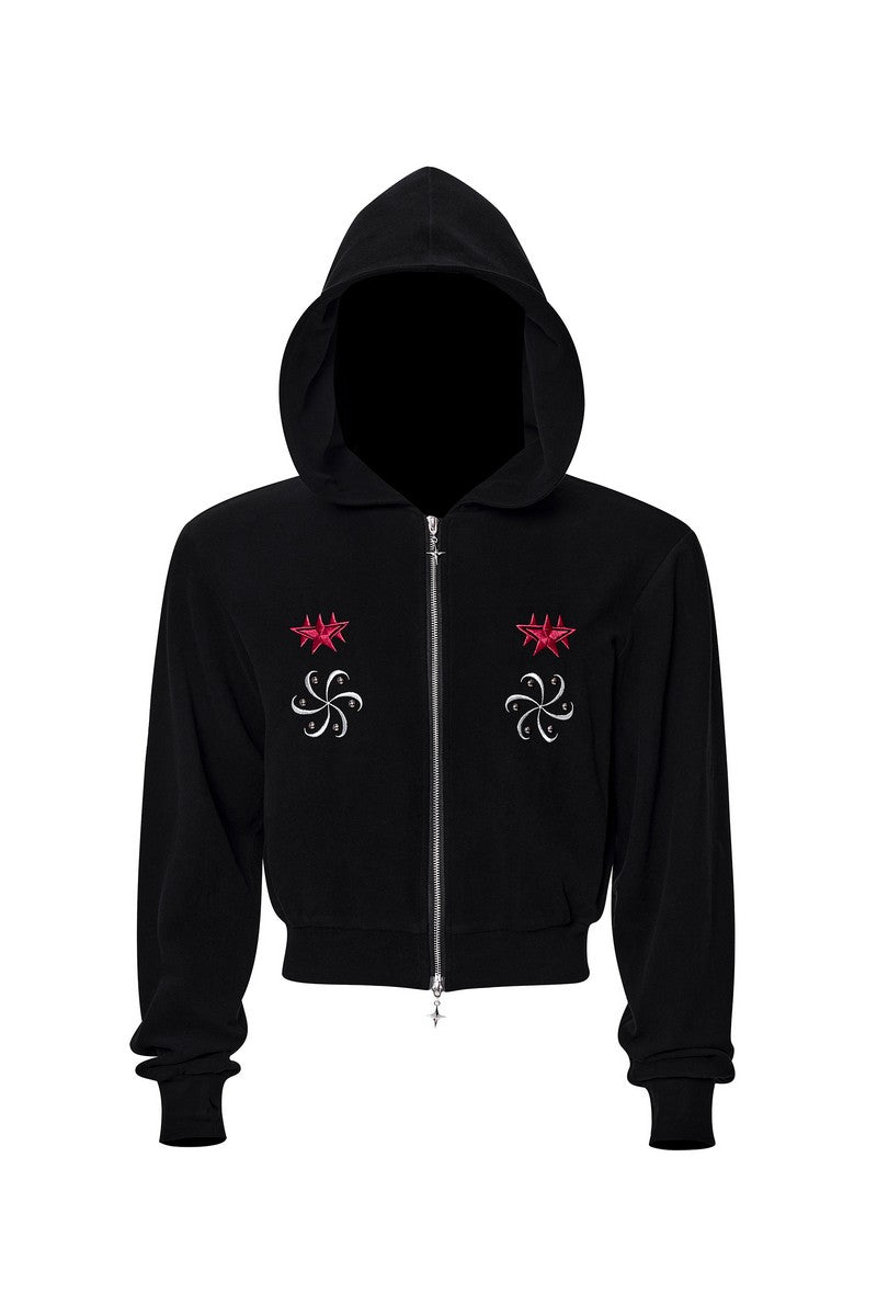 Embroidered Thermal Knit Cardigan