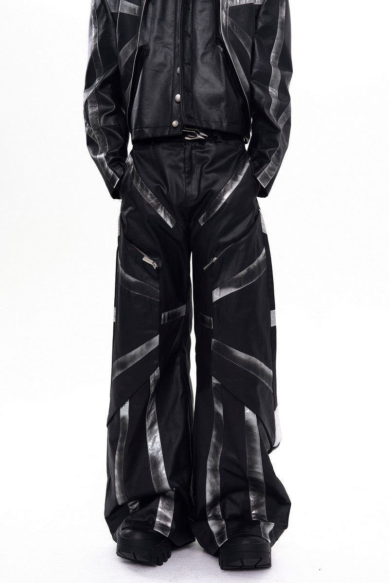 Distressed Straight Leg Faux Leather Pants