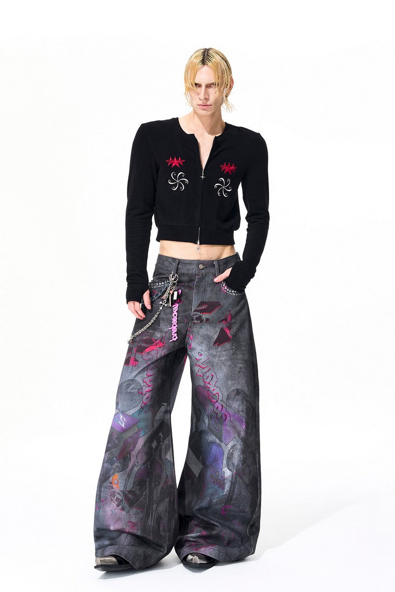 Embroidered Thermal Knit Cardigan