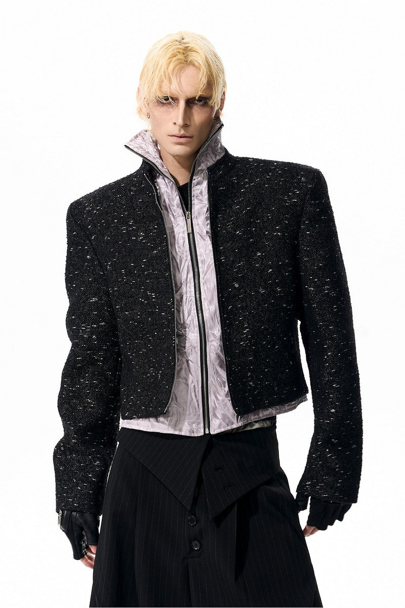 Layered Look Tweed Style Jacket