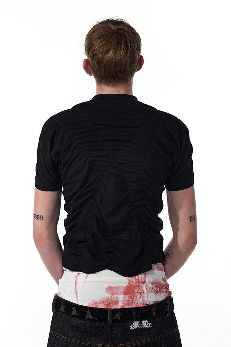 Ruched Graphic Fitted Tee