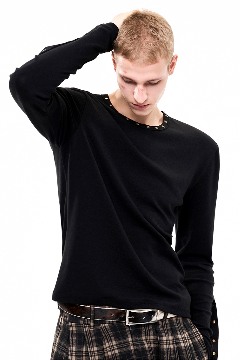 Studded Long Sleeve Layering Tee