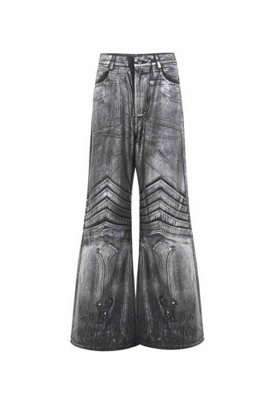 Silver Coated Armor Wide Jeans