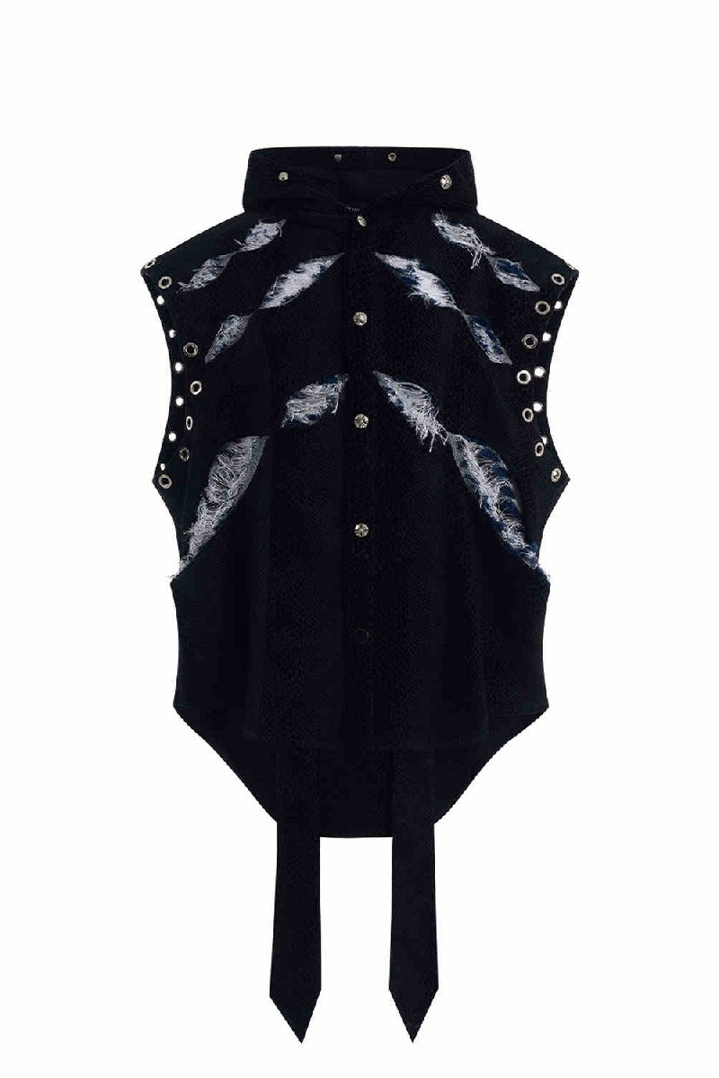 Snakeskin Hooded Sleeveless Vest