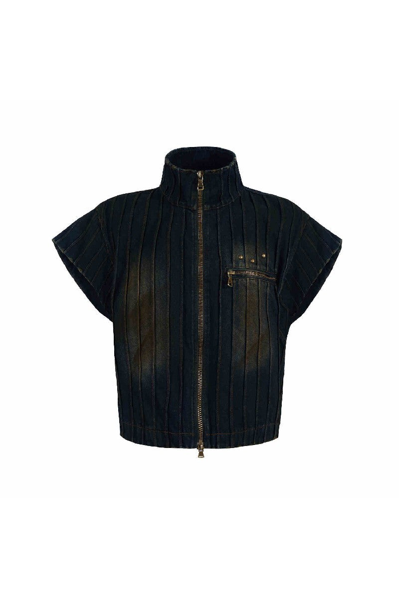 Washed Sleeveless Denim Vest