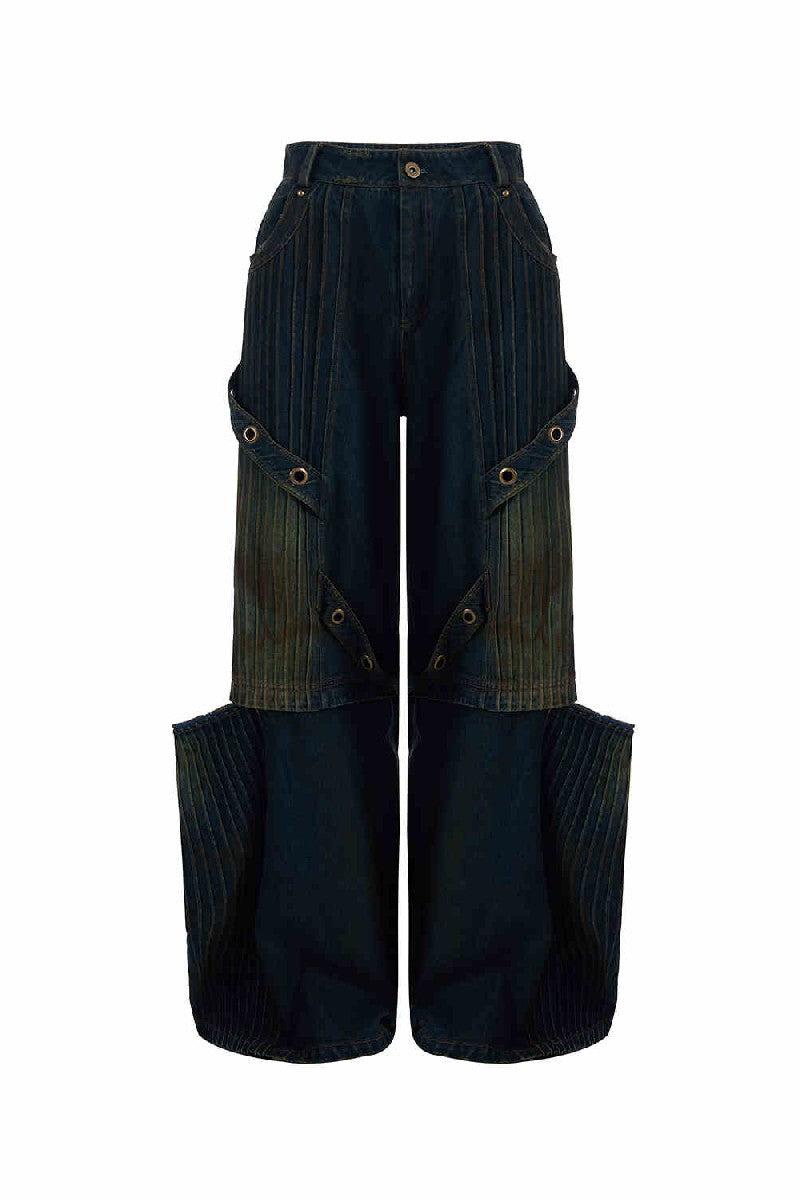 Detachable Vintage Wide Leg Jeans