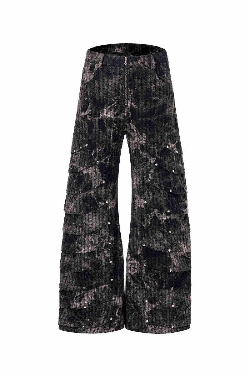 Snakeskin Studded Wide Leg Jeans
