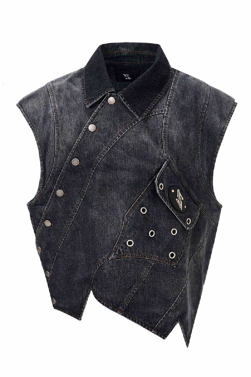Asymmetrical Jellyfish Denim Vest