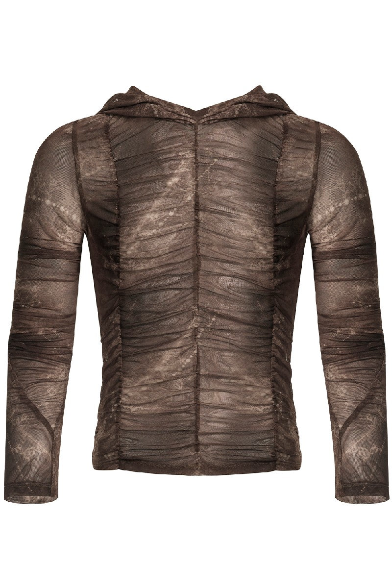 Sheer Mesh Hooded Print Tee