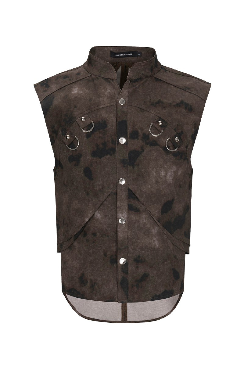 Cropped Camo Denim Vest