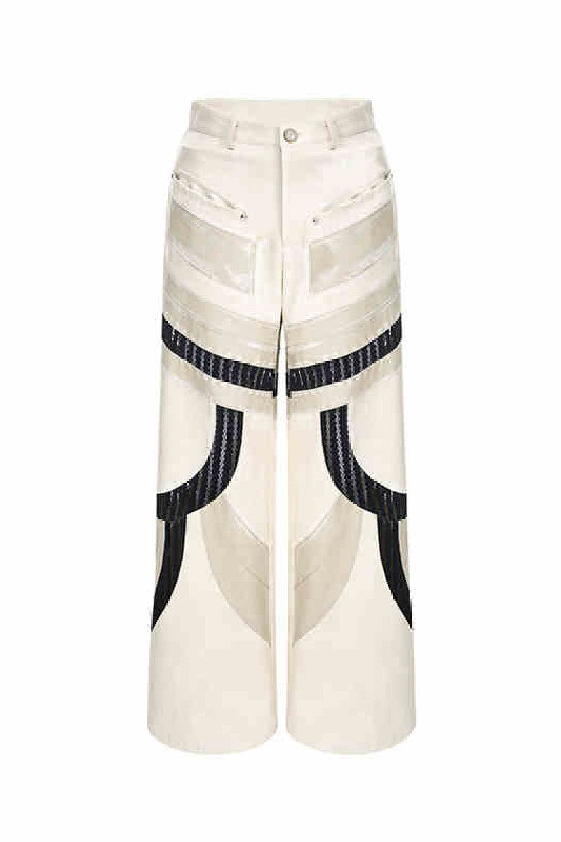 Liquid Mesh Cutout Leather Trousers
