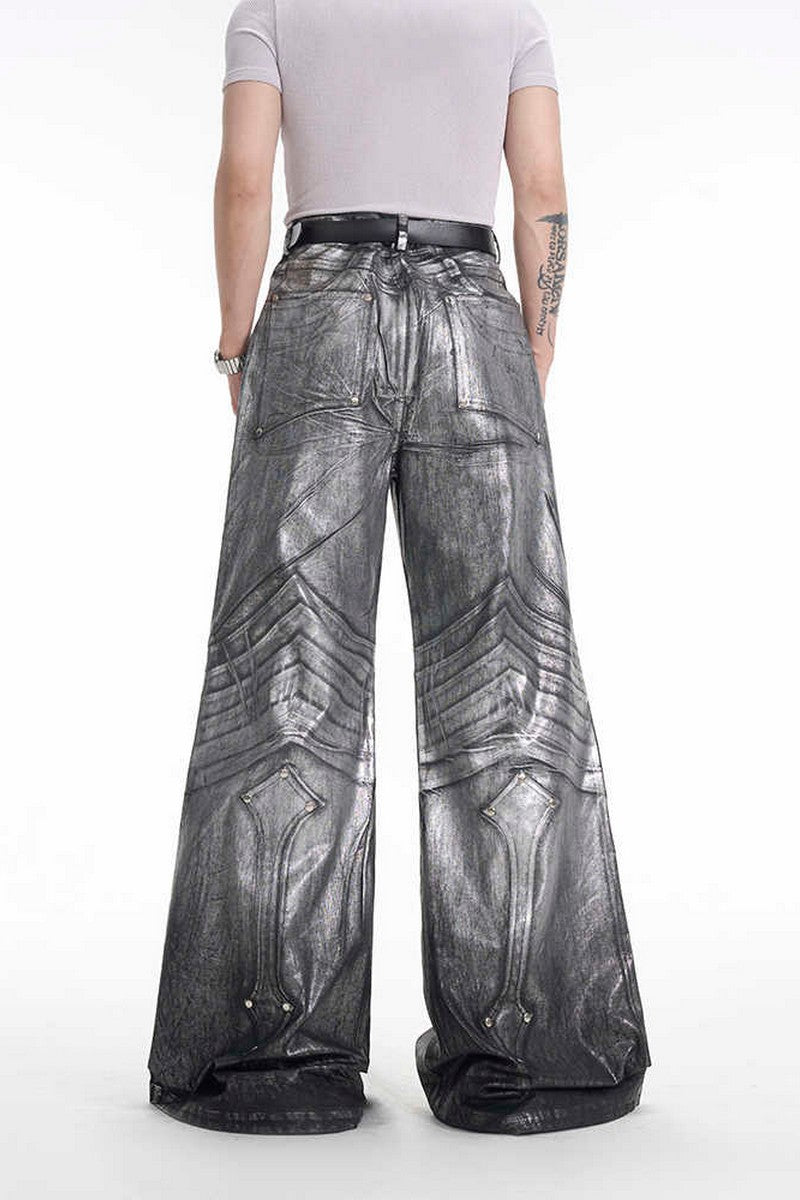 Silver Coated Armor Wide Jeans