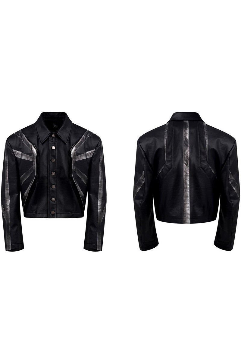 Distressed Cropped Moto Jacket