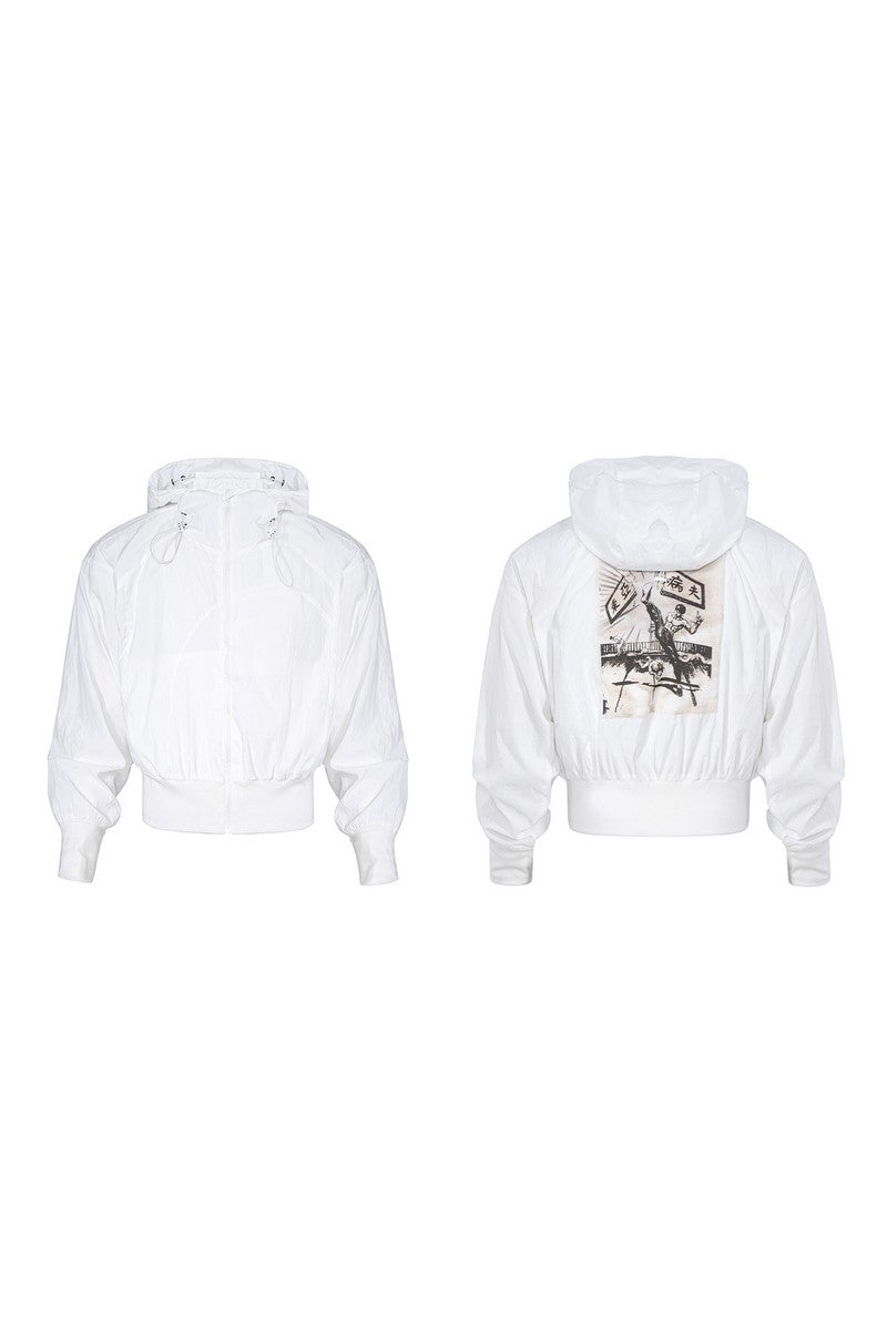 Back Patch Hooded Windbreaker