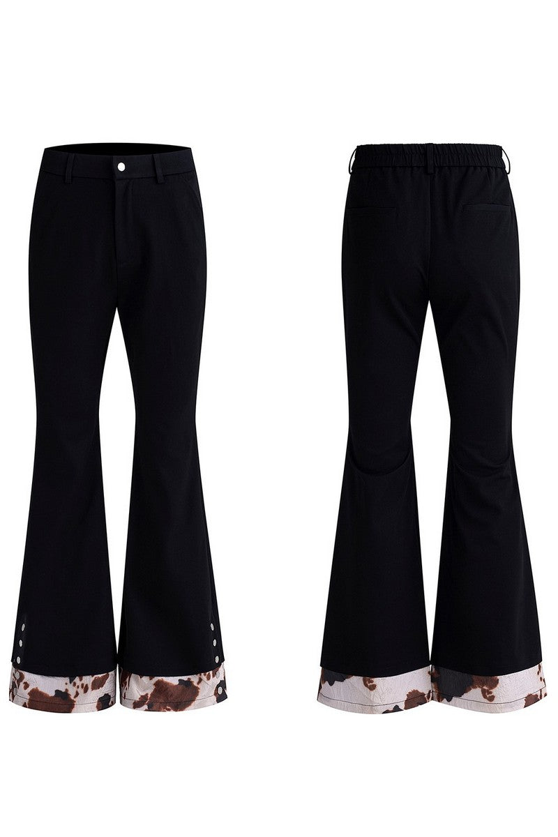 Cow Print Layered Flared Trousers