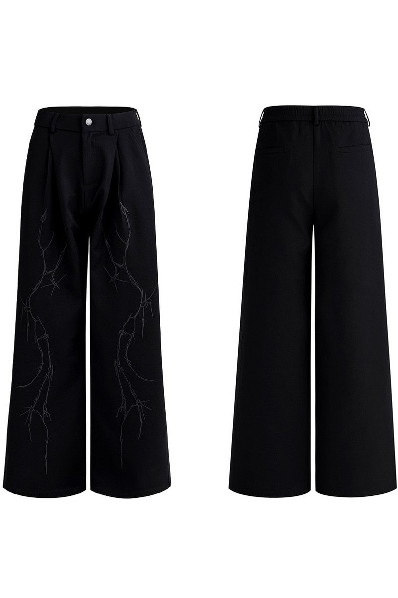 Embroidered Thorn Drape Suit Pants