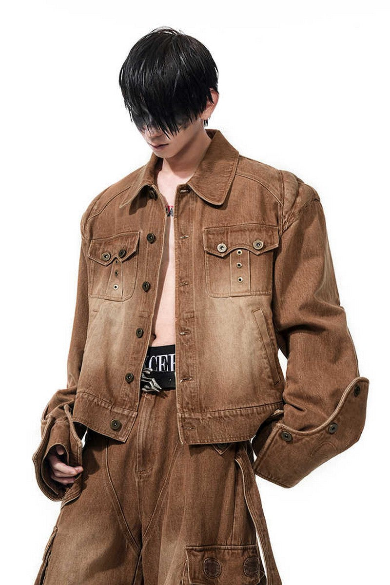 Gold Embroidered Vintage Denim Jacket