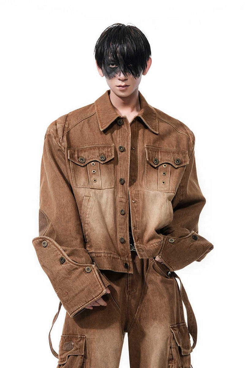 Gold Embroidered Vintage Denim Jacket